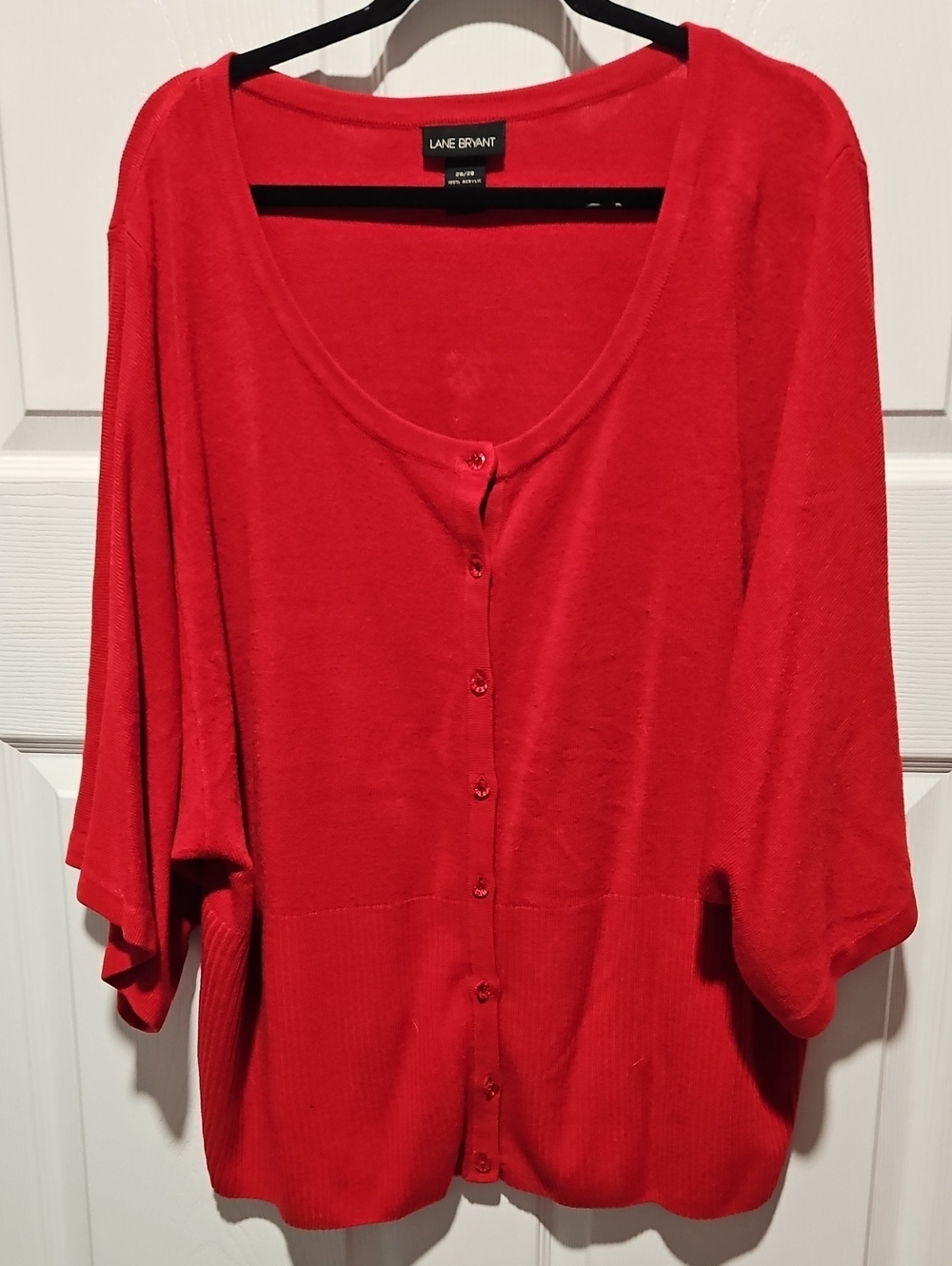 Lane Bryant Red Button-Front Scoop Neck Cardigan